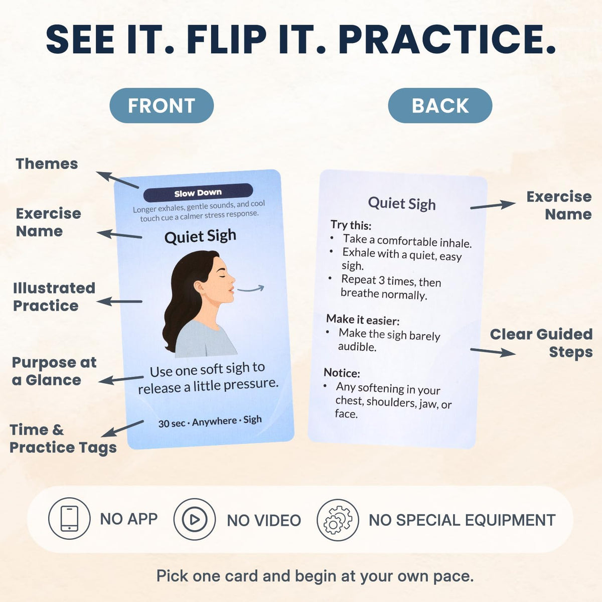 108 Vagus Nerve Reset Cards Deck - Nervous System Regulation Stress Relief