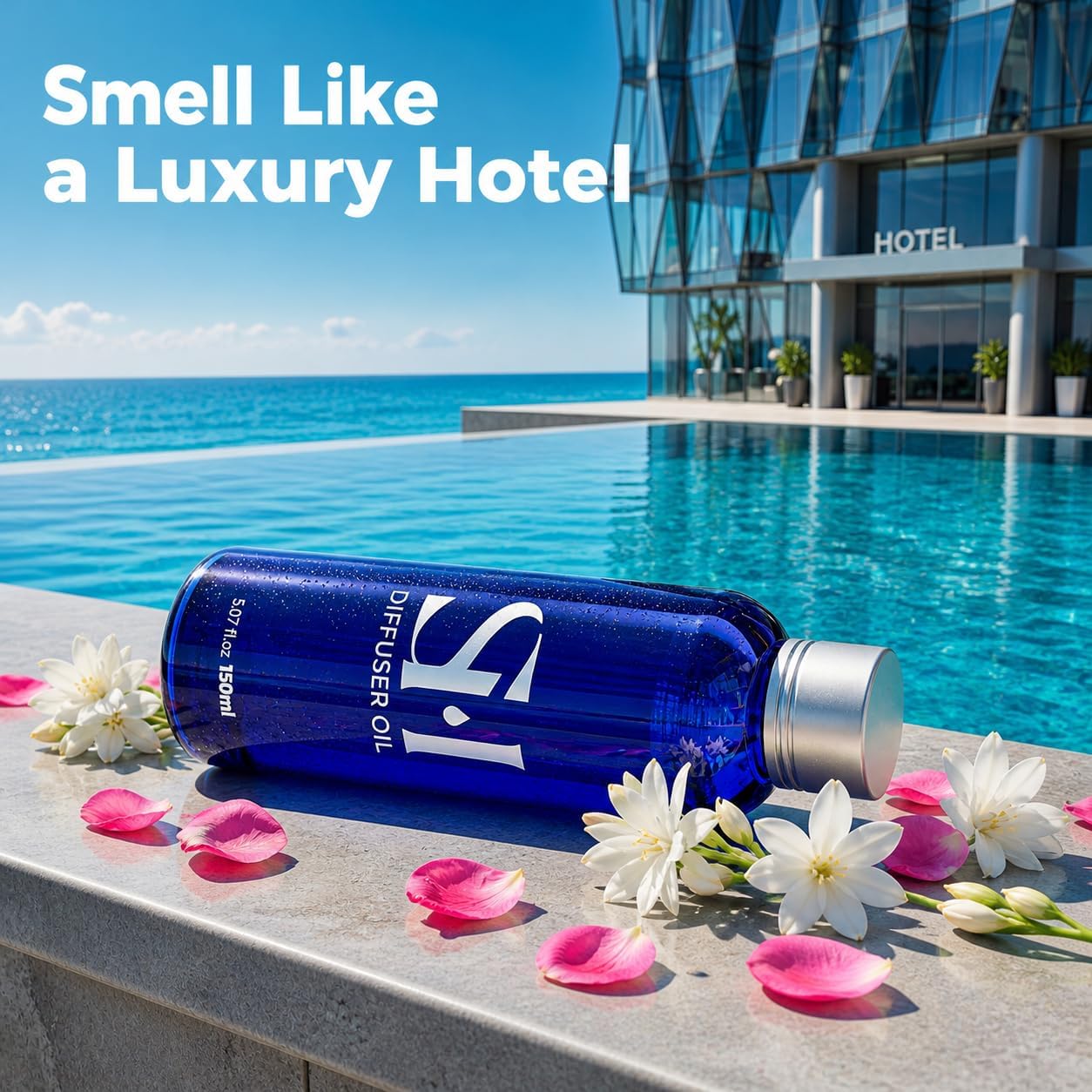 ScentHorizon Monaco MC01 Hotel Diffuser Oil Refill, 5.07 oz (150 ml) | Notes Bergamot, Jasmine & Violet, Wood & Musk | Luxury 5-Star Hotel Fragrance | Waterless