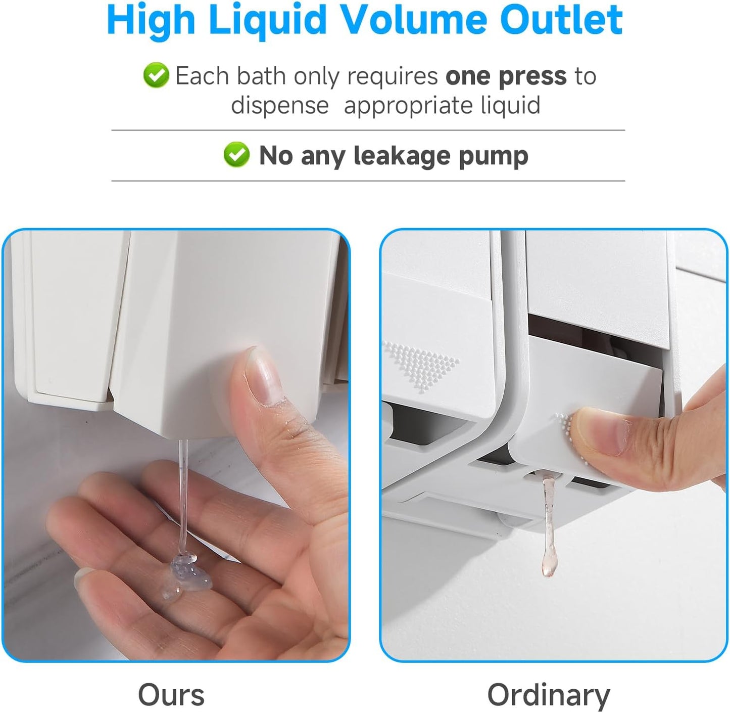 GlintGath Shower Dispenser 3 Chamber No Drill Wall Mounted Shampoo Conditioner Body Wash Dispenser, Large Capacity 1500ML, Black
