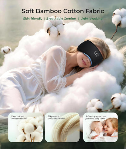 MUSICOZY Sleep Mask with Bluetooth Headphones Eyemask for Side Slippers | Bamboo Cotton Sleeping Headphone,Wireless Earphones with HD Stereo Speakers Blackout Eye Masks Earbuds for Men and Women