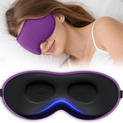 Vynix® Sleep Mask for Men Women-Eye Masks for Side Sleepers, 3D Contoured Night Blindfold 100% Blockout Pressure-Free, Soft Lightweight Breathable Eye Cover Shade Sleeping for Airplane, Travel, Black