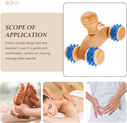 Holibanna 3pcs Wooden Massage Roller Moon Car for Relaxing Massage and Relieving Muscle Fatigue, Handheld Back Massager Stick Suitable for Yoga After Exercise