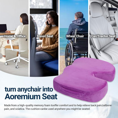 Season Guard Gel Memory Foam Seat Cushion for Tailbone Pain Relief, Black