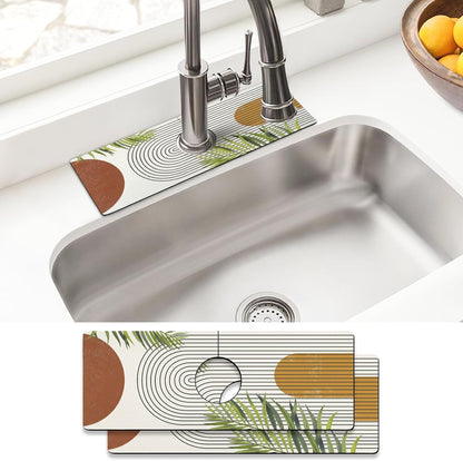 Sink Faucet Absorbing Mat, 2 Pack Drying Mat Around Faucet Sink Splash Guard Behind Faucet Sinkmat For Kitchen Bathroom Island Rv 24 * 5.5 Inch (60 * 14 cm)