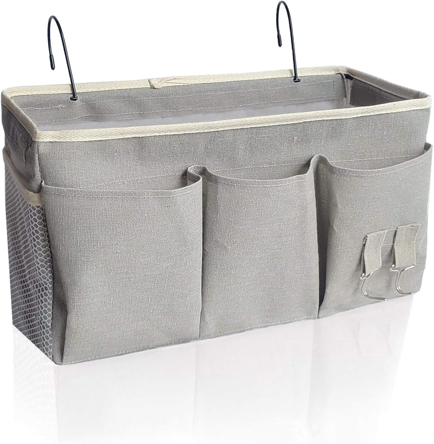 Bedside Caddy/Hanging basket Storage Organizer Bag for Bunk and Hospital Beds,College Dorm Bed，Can be Placed Glasses Books Mobile Phones (Grey 1)