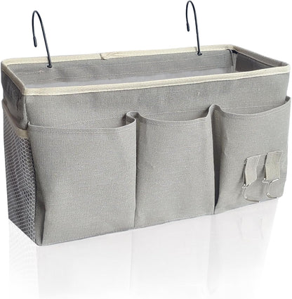 Bedside Caddy/Hanging basket Storage Organizer Bag for Bunk and Hospital Beds,College Dorm Bed，Can be Placed Glasses Books Mobile Phones (Grey 1)