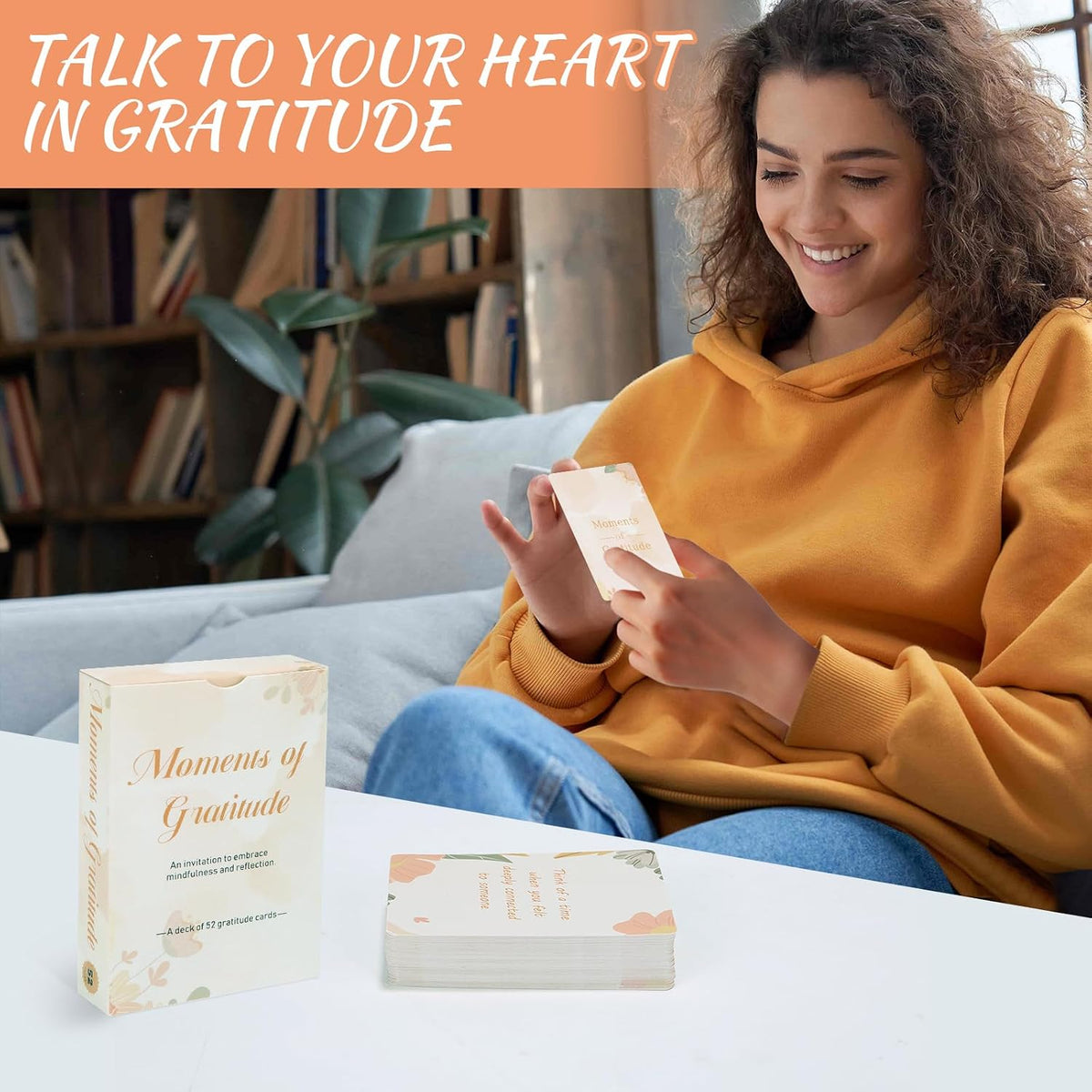 Moments of Gratitude Cards, 52 Cards of Questions to Inspire Gratitude, Gratitude Gifts for Women Positive Affirmation Cards, Mindfulness Gifts for Journal Prompts, Gratitude Jar, Table Topics