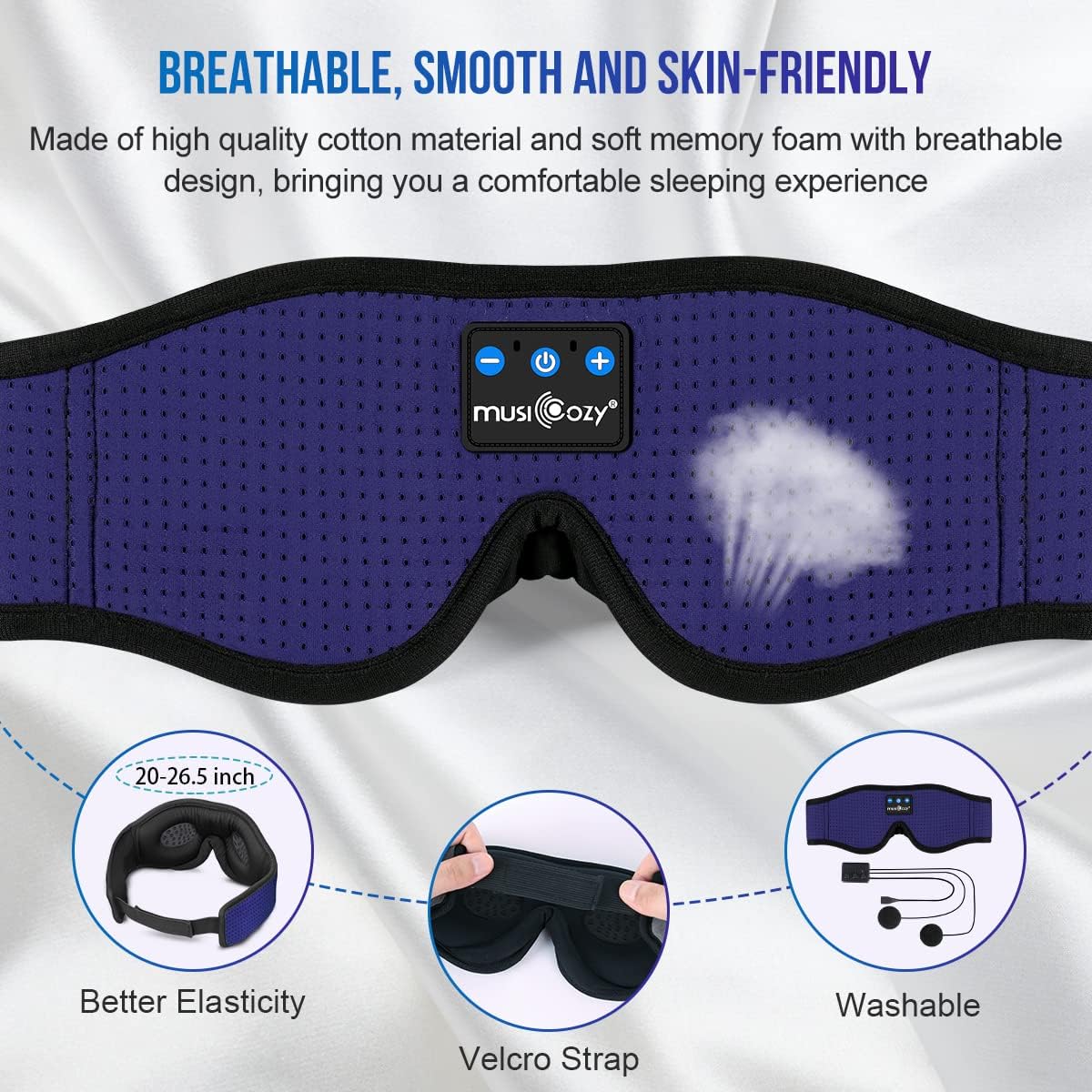MUSICOZY Sleep Headphones Bluetooth 5.4 Sleep Mask with HD Sound