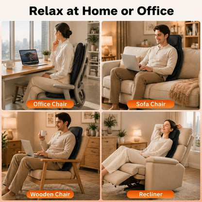 SLOTHMORE Vibration Back Massager for Chair with Heat, Chair Massager Pad with 8 Vibration, Massage Seat Cushion for Office Chair, Home Recliner & Sofa, Relaxing Gifts for Mom & Dad