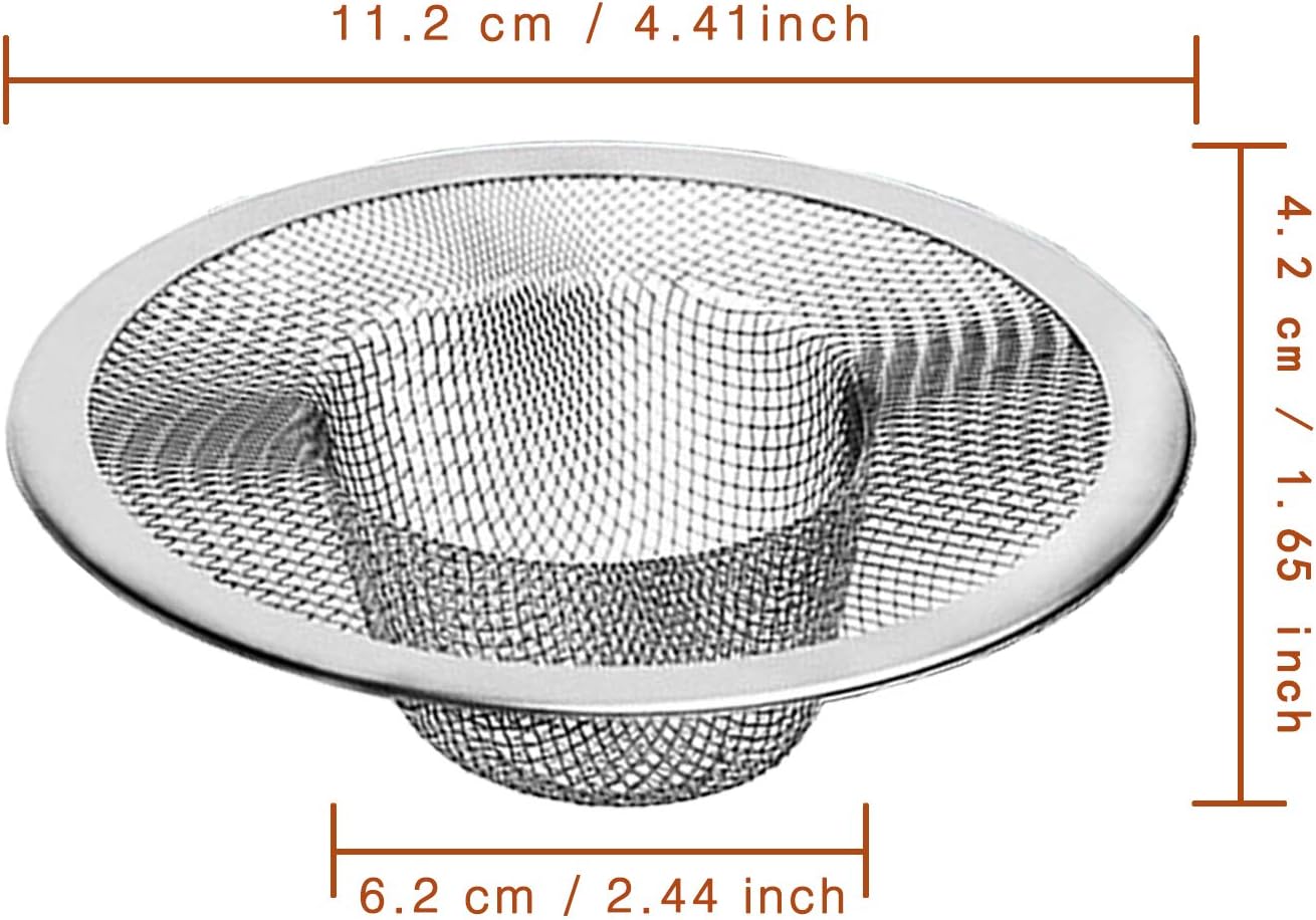 2pcs Heavy Duty Stainless Steel Slop Basket Filter Trap, 2.75" Top / 1" Mesh Metal Sink Strainer Shower Drain Hair Catcher for Kitchen Bathroom Bathtub Wash Basin Floor Balcony Drain Hole, Utility