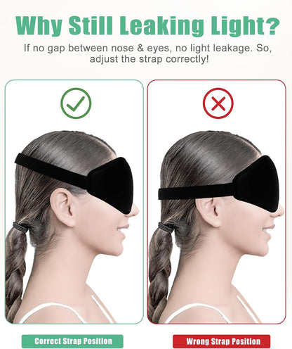 BeeVines Sleep Mask, 2 Pack 3D Contoured Sleeping Eye Masks for Lash Extensions, Night Molded Covers with Adjustable Strap, Memory Foam Eye Shade for Traveling Yoga Nap(Black & Grey)