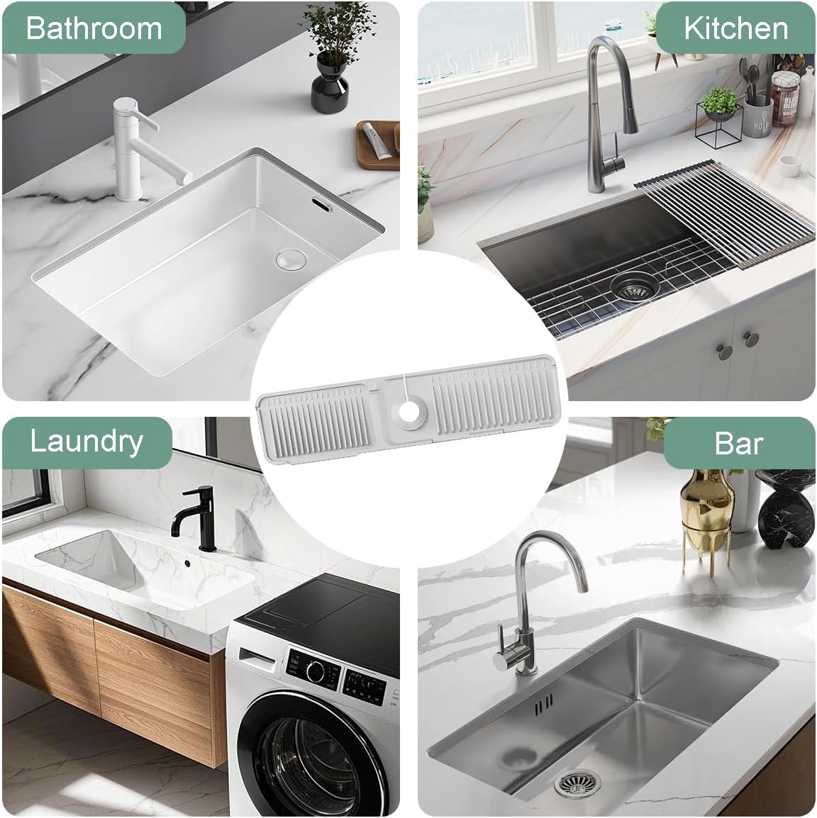 24 Inch Upgraded Draining Mat Folding faucet Mat for Bathroom Sink Splash Guard 7° Slope with Button Lock Water Draining Pad for Kitchen Bathroom Bar(Pink)