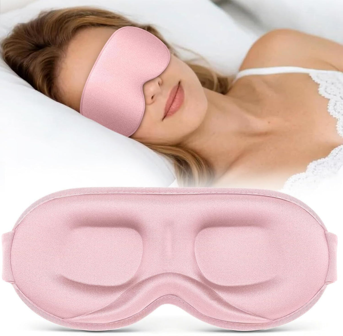 Vynix® Sleep Mask for Men Women - 100% Blackout Eye Masks for Sleep - 3D Soft Sleeping Mask for Side Sleepers - Zero Pressure Lash Extensions Eye Cover Shade for Airplane Travel Essentials, Black