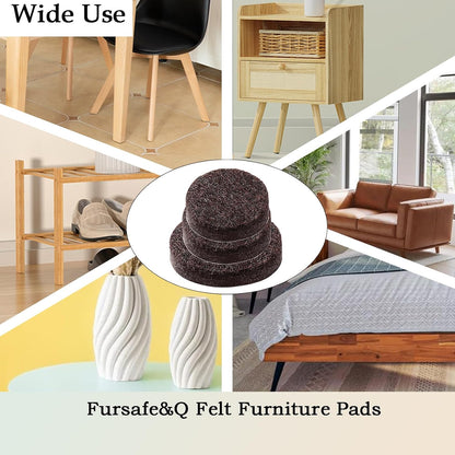 Fursafe&Q Felt Furniture Pads, Furniture Felt Pads for Hardwood Floors -Self Adhesive Chair Leg Floor Protectors, Protect Your Floors from Nicks, Bumps and Scratch,96 Pcs Round Cabinet Door Bumper