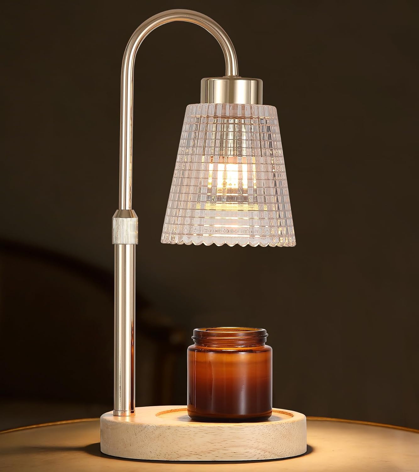 Candle Warmer Lamp with Timer and Dimmer,Electric Gold Light Gifts for Women Melt Wax Warmer Lamp with 2 Bulbs for Candle Jars House Warming New Home Decor Bedroom