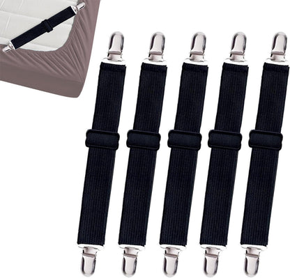 10 pcs Adjustable Bed Sheet Straps,Bed Sheet Clips, Elastic Bed Fitted Sheet Holder from 14 to 47 Inch,Couch/Sofa Cover Straps,Sheet Fastener Suspenders,Fitted Sheet Straps Clips,White