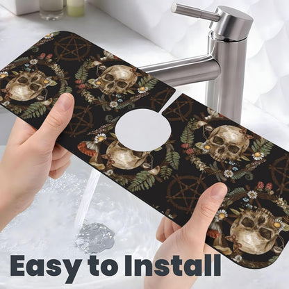 Wildflowers Floral Flower Kitchen Sink Splash Guard Faucet Mat Super Absorbent Fast Drying Mat Sink Gadgets-Fast Drying Pad Sink Mat For Kitchen Bathroom (15" X 5.5" )