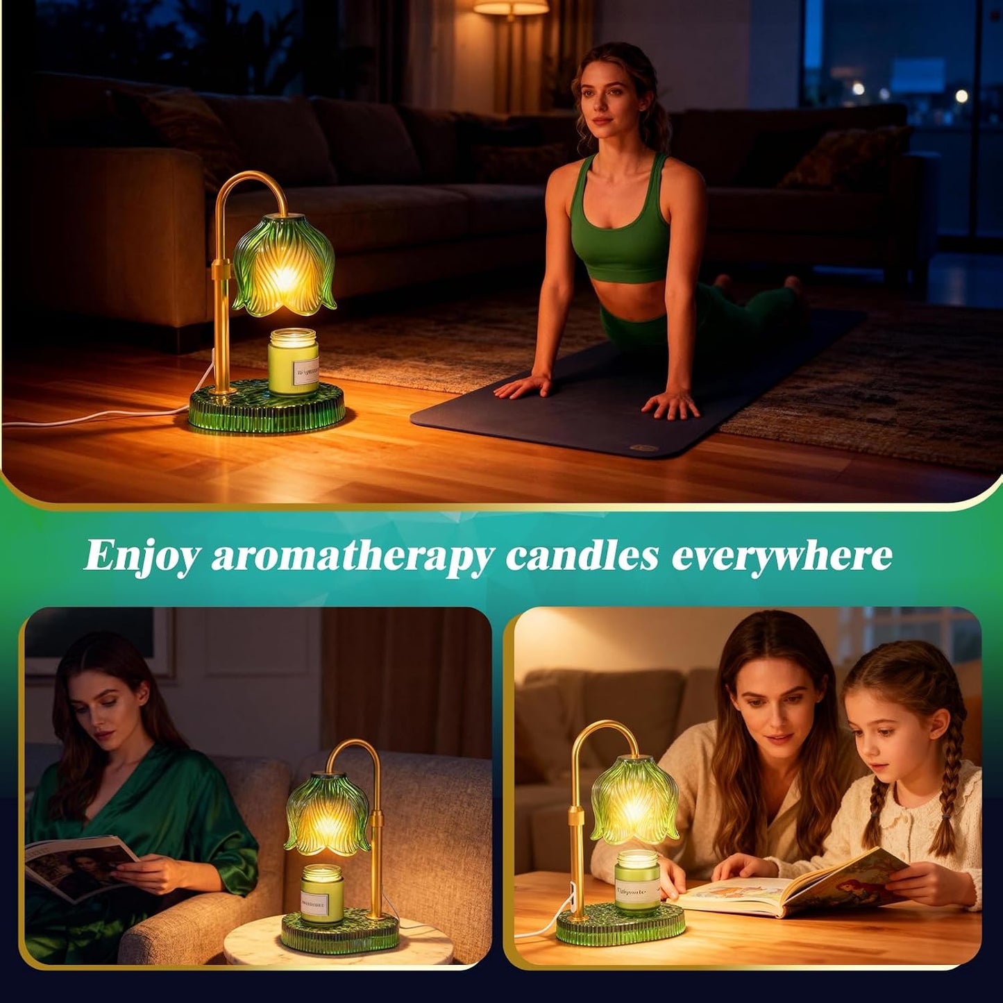 Flower Candle Warmer Lamp, Timer & 4-Level Dimmer, Adjustable Height | Flameless Electric Wax Warmer for Jar Candles, Includes 2 Bulbs, Pink, Home Decor Gift for Mom & Women, Housewarming