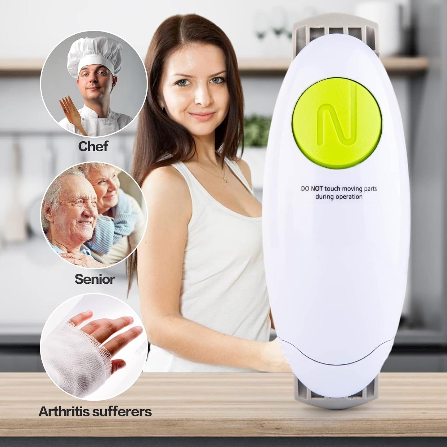 Electric Jar Opener, Automatic Jar Opener Kitchen Gadget,The Hands Free Bottle Opener for Woman,Seniors with Arthritiss,Weak Hands with Less Effort to Open