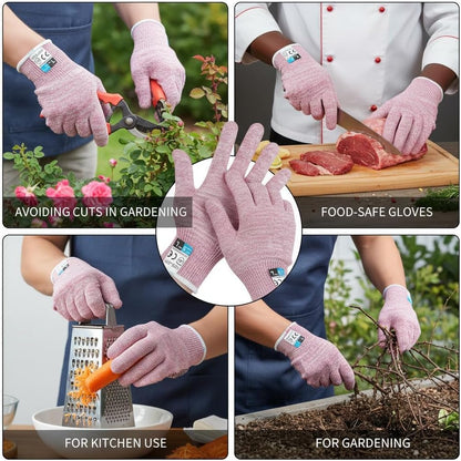 A5 Cut Resistant Gloves, Level 5 Protection, Safety Work Gloves for Kitchen Cutting, Oyster Shucking, Wood Carving, Meat Cutting, Fish Handling, Pink, XL