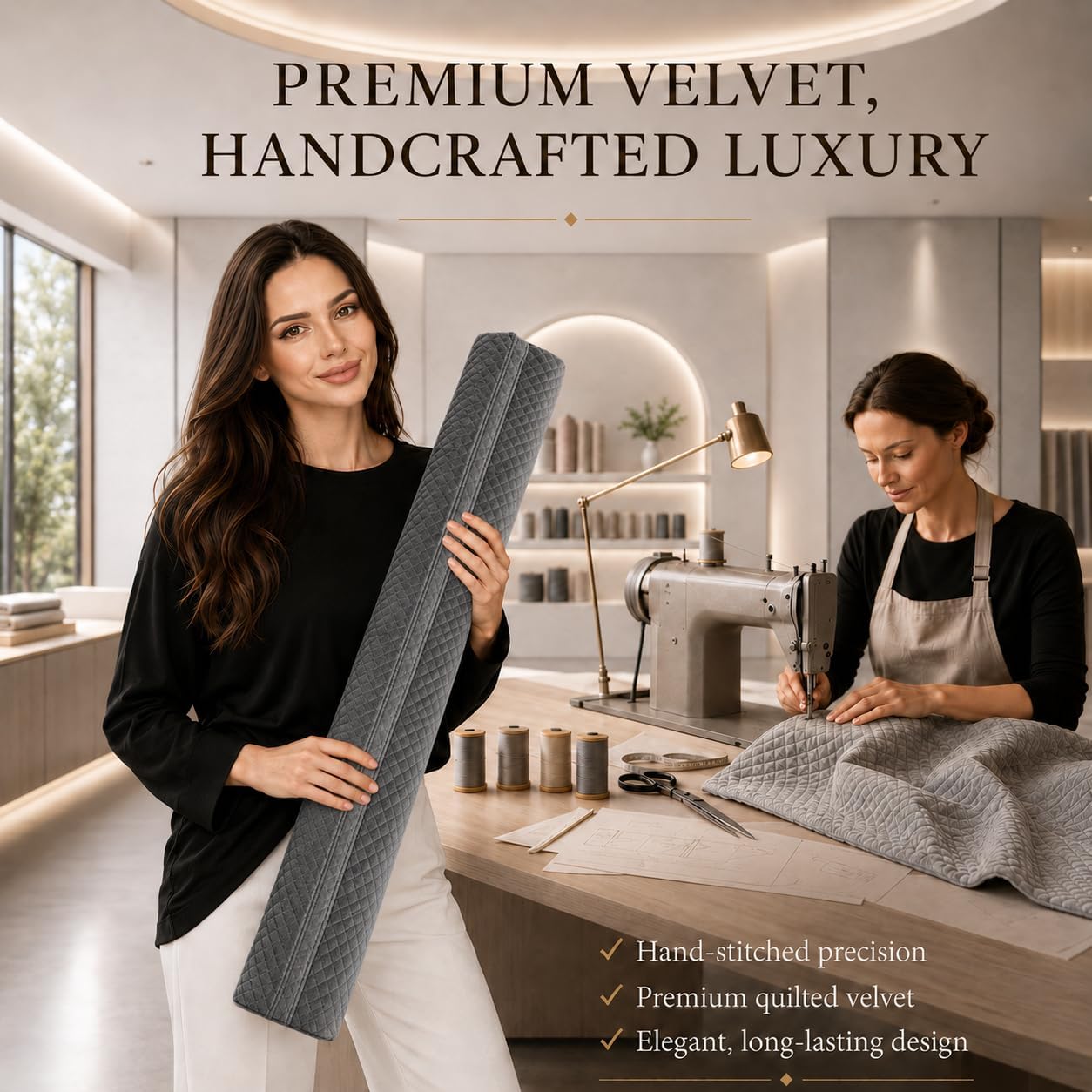 Ciieyuo Premium Velvet Under Door Draft Stopper, Adjustable 30-36 Inches | Door Air Draft Stopper, Easy-to-Install Under Door Gap Filler, Blocks Noise, Cold Air, Light, Dust, and Drafts