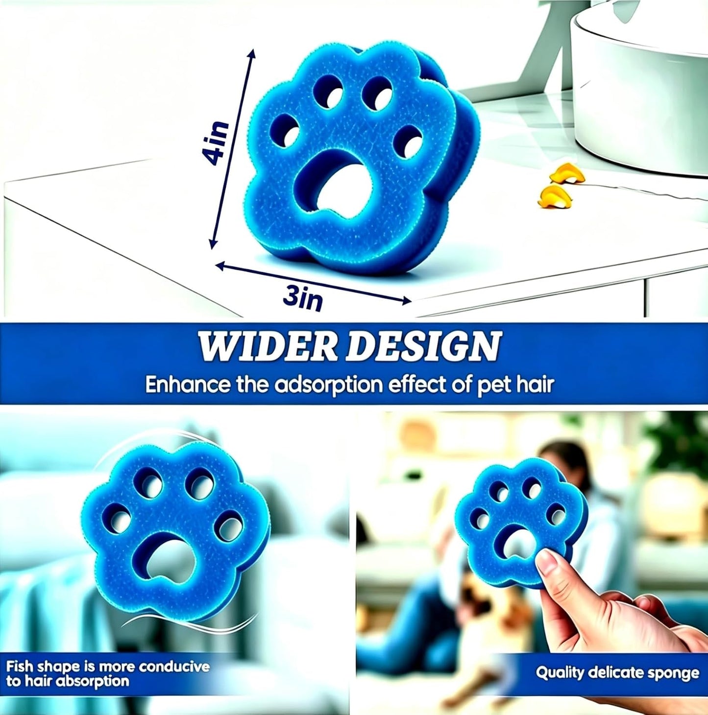 Pet Hair Remover for Laundry Reusable Dryer Pet Hair Balls and Lint Traps Effortlessly Removes Dog Cat & Dog Hair from Clothes in Washing Machine Hair Catcher (6Pcs)