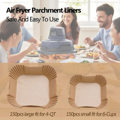 Ecfvtp Air Fryer Disposable Paper Liner, 100PCS Food Grade Parchment Liners for Ninja DZ201, Air Fryer Accessories Baking Paper (9 * 6,Thicken Natural)