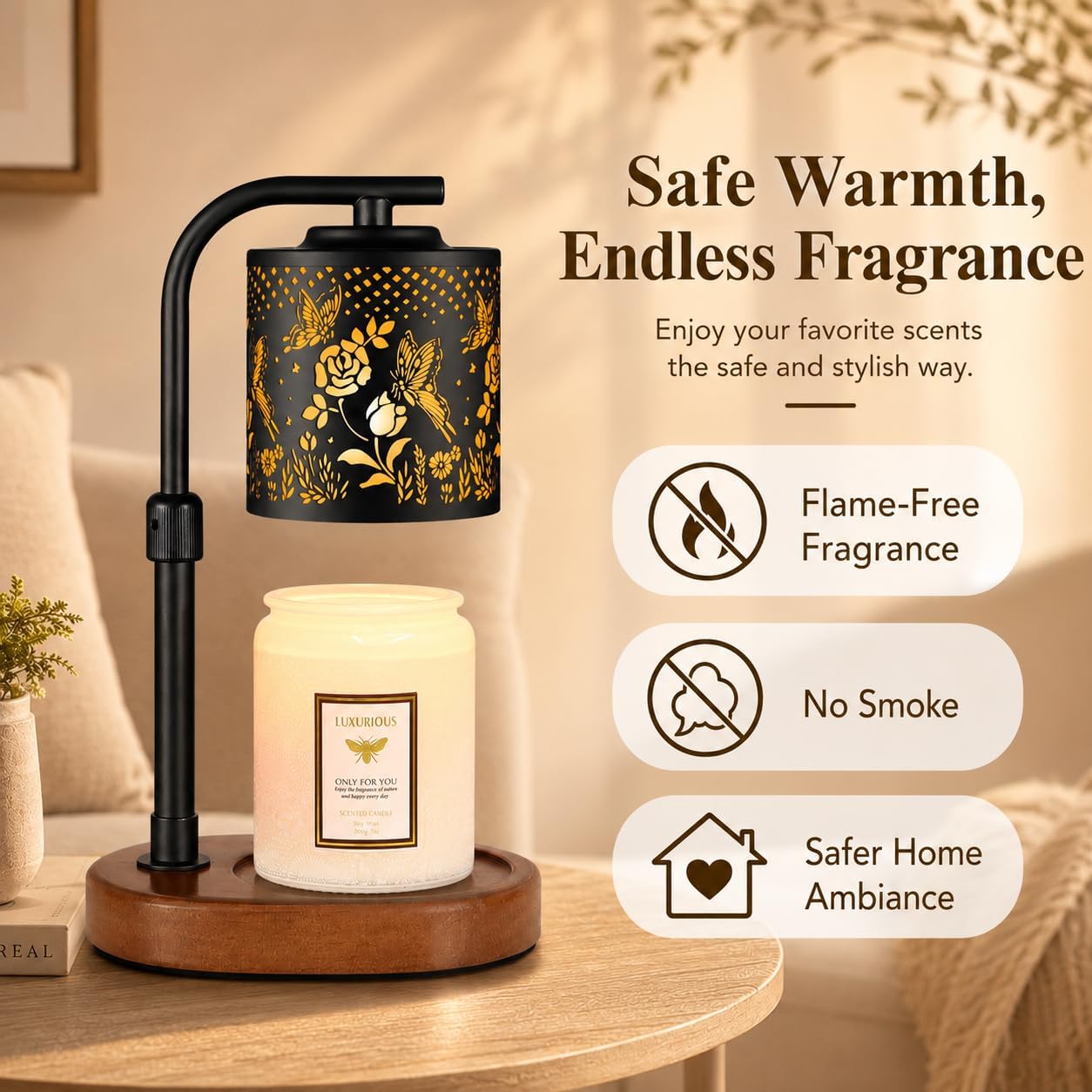kobodon Candle Warmer Lamp with Timer Dragonfly Electric Candle Lamp Warmer | Birthday for Mom Women Home Bedroom Decor Wax Melt Warmer for Scented Wax with Jar Candles