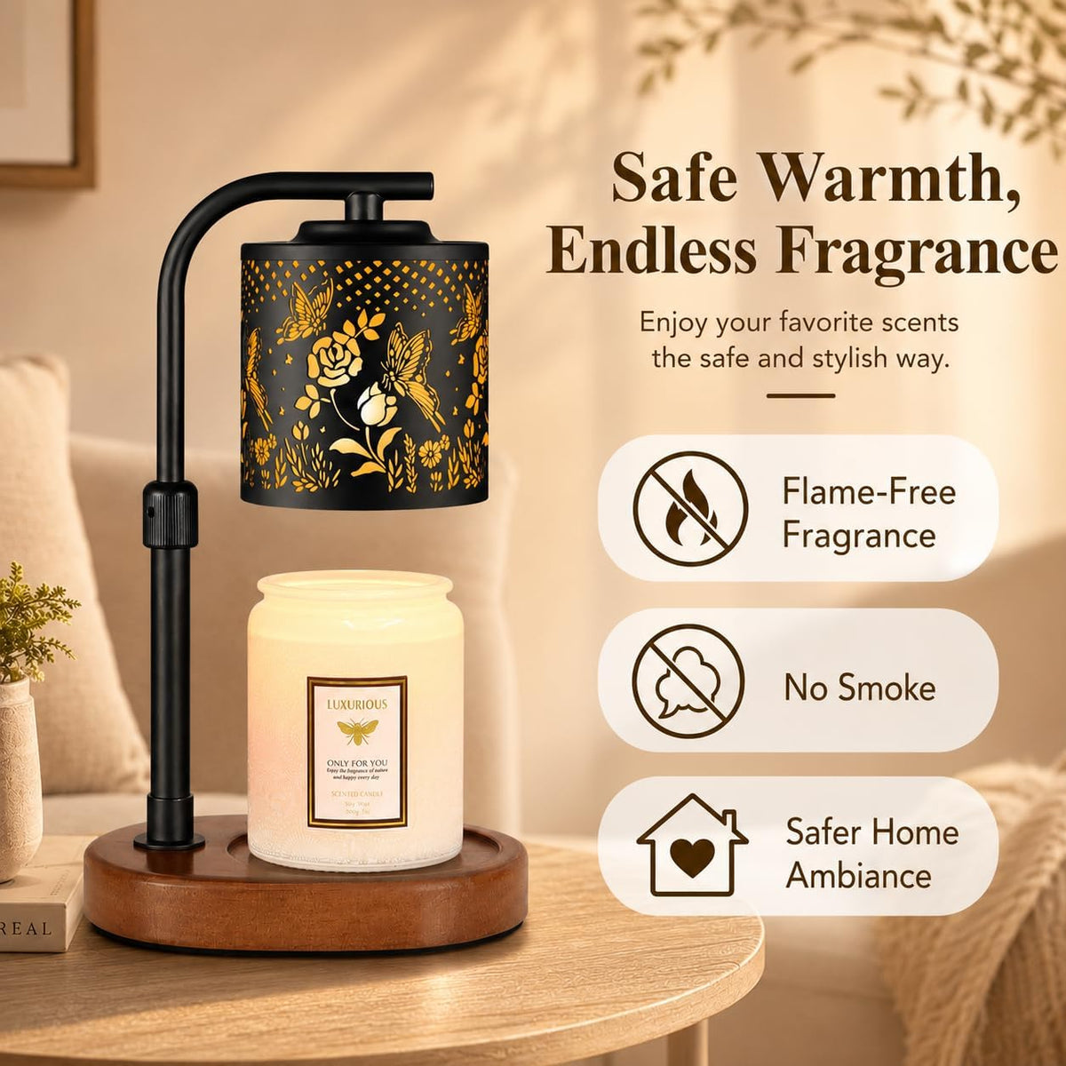 kobodon Candle Warmer Lamp with Timer Dragonfly Electric Candle Lamp Warmer