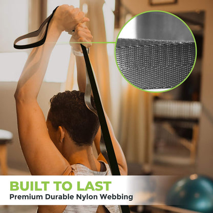 Stretching Strap for Physical Therapy, 12 Multi-Loop Stretch Strap 1" W x 8' L, Neoprene Handles, Physical Therapy Equipment, Yoga Straps for Stretching, Leg Stretcher.