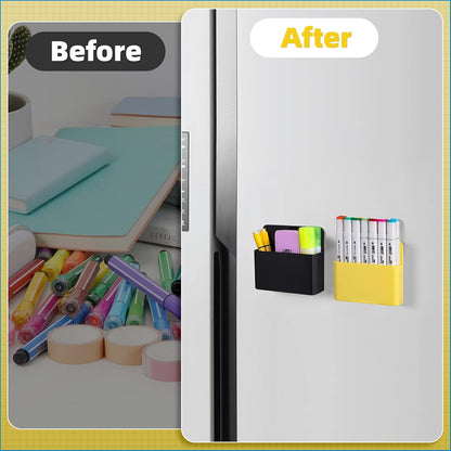 Marbrasse Magnetic Dry Erase Marker Holder,Pen and Eraser Holder for Whiteboard，Magnet Pencil Cup Utility Storage Organizer for Office, Refrigerator, Locker and Metal Cabinets (2 Pack)