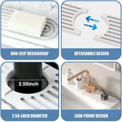 Diatomite Kitchen Faucet Mat – Quick Drying Stone Sink Tray & Splash Guard, Super Absorbent Moisture-Proof Sink Pad for Kitchen Counter Accessories(15.7" x 3.9")