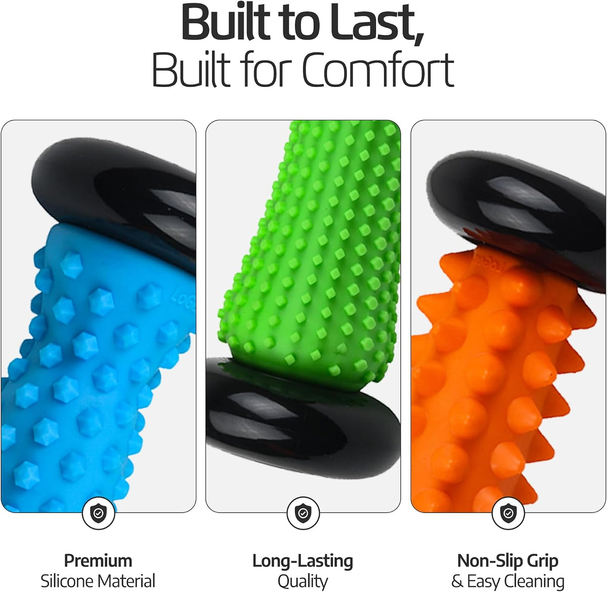 Logest Foot Massage Roller - for Trigger Point Therapy, Injury Rehabilitation & Deep Tissue Massage - Prevent Stiffness & Improve Strength - Silicon with Nodules (Blue - Green)