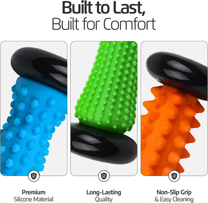 Logest Foot Massage Roller - for Trigger Point Therapy, Injury Rehabilitation & Deep Tissue Massage - Prevent Stiffness & Improve Strength - Silicon with Nodules (Blue - Green)