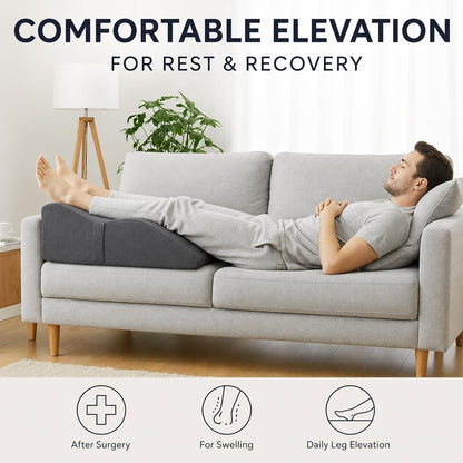 itcozy Leg Elevation Pillow with Soft Memory Foam, Wedge Pillow for Reading, Rest, Surgery, Relieves Back, Swelling, Hip, Knee Pain and Improves Blood Circulation