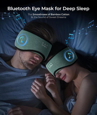 MUSICOZY Sleep Mask with Bluetooth Headphones Eyemask for Side Slippers | Bamboo Cotton Sleeping Headphone,Wireless Earphones with HD Stereo Speakers Blackout Eye Masks Earbuds for Men and Women