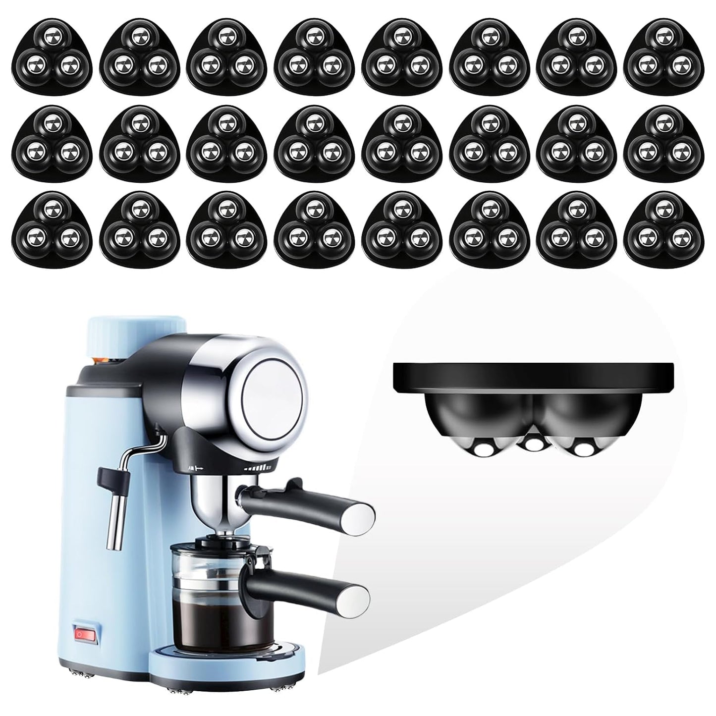 Self Adhesive Appliance Sliders 8 Pack Kitchen & Furniture Rollers | Move Small Appliances Easily 360° Glide No Tools Peel Stick 12lbs Per Wheel