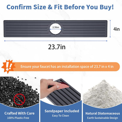 Faucet Mat for Kitchen Sink, Water Absorbent Kitchen Faucet Mat, Durable Sink Splash Guard with Raised Feet, Diatomite Fast Drying Kitchen Sink Faucet Mat, Bathroom Stone Drying Tray for Counter
