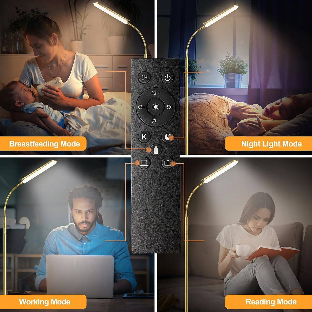 marctronic Floor Lamp, 18W 1800LM Super Bright LED Floor Lamp with Remote & Works with Smart Plug, Dimmable Timing Eye Caring Reading Lamps Floor Standing for Living Room Bedroom Office