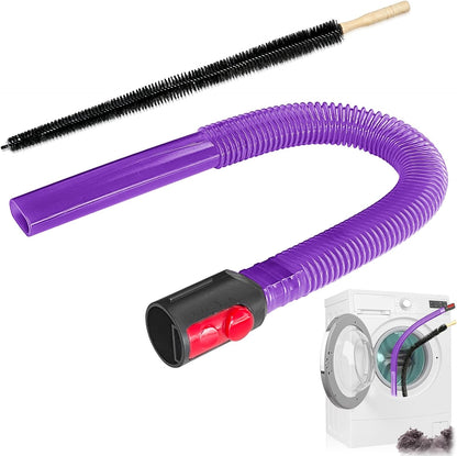 2 Pieces Dryer Vent Cleaner Kit,Lint Brush & Vacuum Hose | Vac Attachment with Flexible Lint Brush & Hose, Fits Most Vac for Dryer Lint Removal, Fire Prevention, Home Appliance Clean
