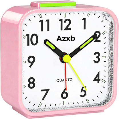 Analog Alarm Clock, Silent No Ticking Battery Operated Travel Alarm Clock with Night Light, Snooze, Loud Alarm, Luminous, Quiet Small Desk Clock for Bedrooms Deep Sleeper Adults Kids, Easy Set