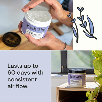 Fresh Wave Original Odor Eliminator Gel 3-Pk 7 oz - Air Freshener for Home | Plant-based essential oils. Lasts 15-30 days per jar. No plug-in needed. Pet-safe, closet and bathroom deoderizer.