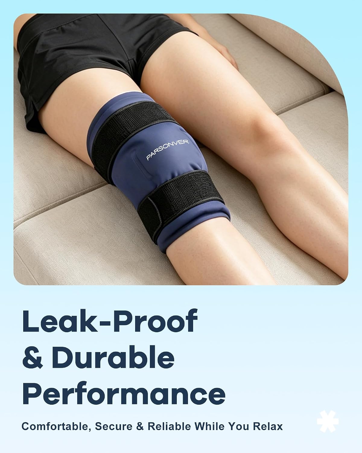 Knee Ice Pack Wrap for Pain Relief, 60-Min Long-Lasting Adjustable Compress | Reusable Gel Cold Therapy for Leg Injuries, Swelling, Knee Replacement Surgery, Arthritis, Meniscus Tear, ACL