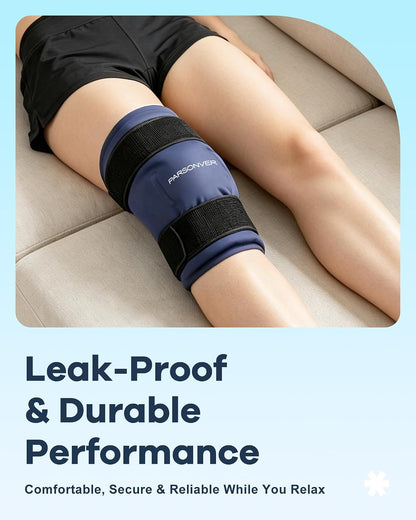 Knee Ice Pack Wrap for Pain Relief, 60-Min Long-Lasting Adjustable Compress | Reusable Gel Cold Therapy for Leg Injuries, Swelling, Knee Replacement Surgery, Arthritis, Meniscus Tear, ACL