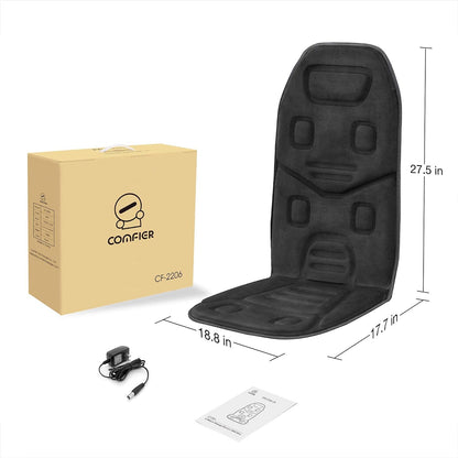 COMFIER Vibration Back Massager with Heat, 10-Motor Massage Seat Cushion for Chair, Graphene Heated Massage Chair Pad for Back, Lumbar & Thighs, 5 Modes, 3 Intensities, Home Office Recliner Gift