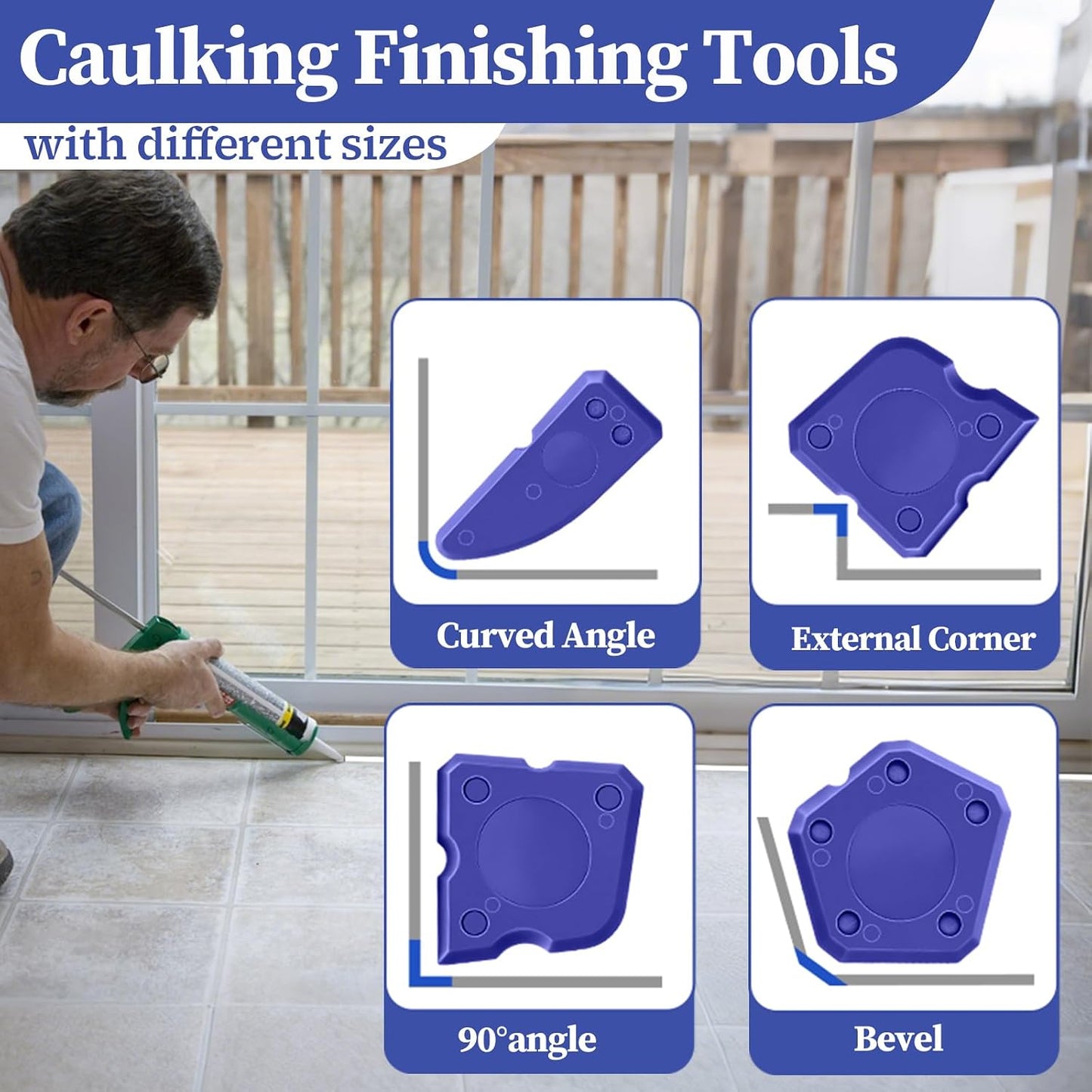 22pcs Caulking Tool Kit-Caulk Finishing Tool, Caulk Remover Tool and Caulk Nozzle Tip for Gap Bathroom Kitchen Toilet Caulking Gap Filling, Suitable for Professionals and DIYer