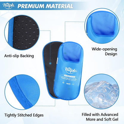 Hilph Foot Ice Pack Slippers, 1 Pair Ice Pack for Feet & Toes Pain Relief | Reusable Hot Cold Therapy for Plantar Fasciitis, Gout, Bunions, Neuropathy Relief, Surgery Recovery, HSA Eligible FSA, Blue