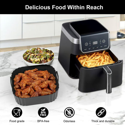 Silicone Air Fryer Liners 2 Pack, Reusable Liners Compatible for Ninja Foodi DZ201, DZ401, DZ550, COSORI, Chefman, Instant Air Fryer, and 6-in-1 8-10QT Air Fryer Baskets