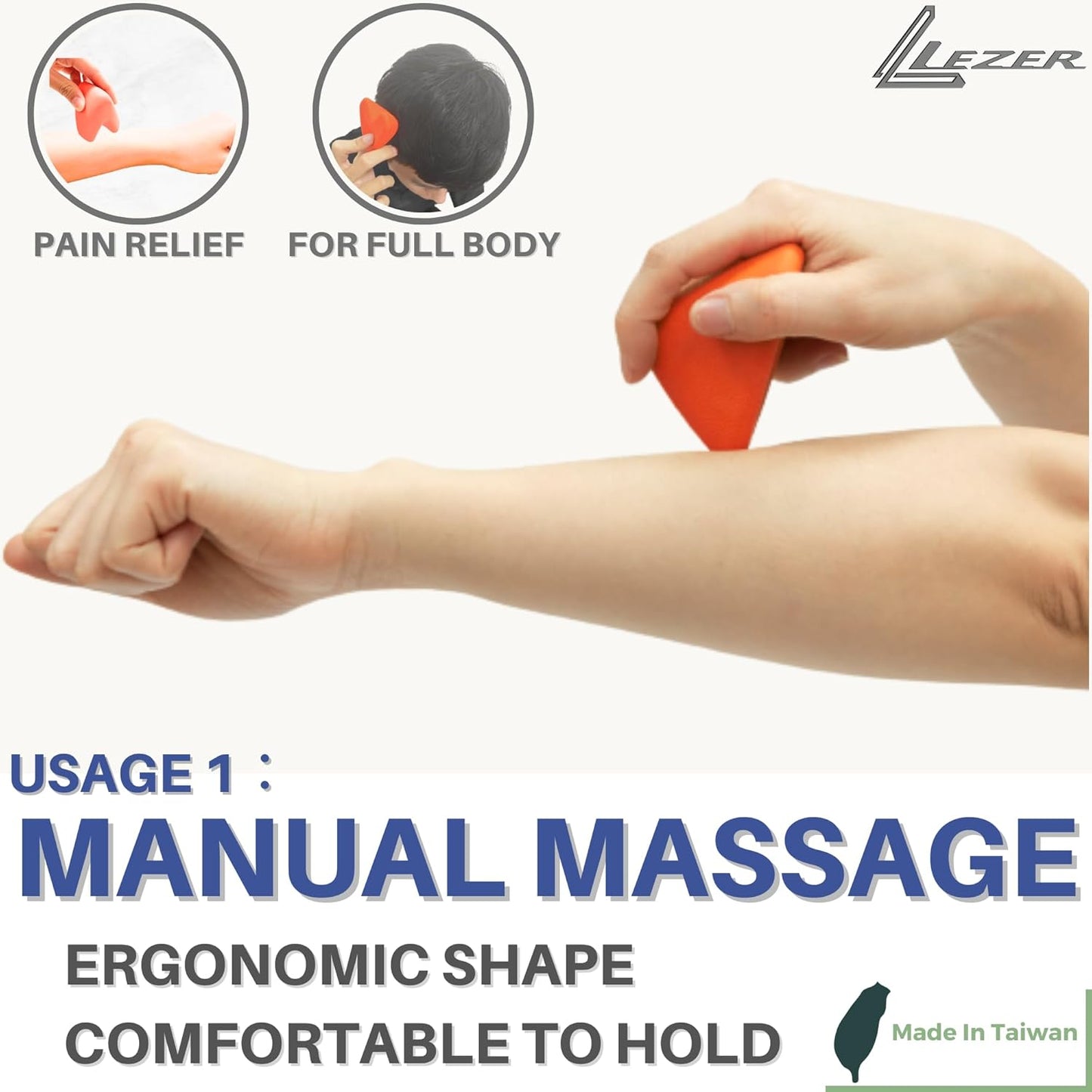 LEZER Trigger Massage Point, Manual Massage Ball, Muscle Knots Relief Tool, Myofascial Release, Physical Therapy, Deep Tissue Back Massage, Plantar Fasciitis, 2.9 in x 2.1 in (Green)