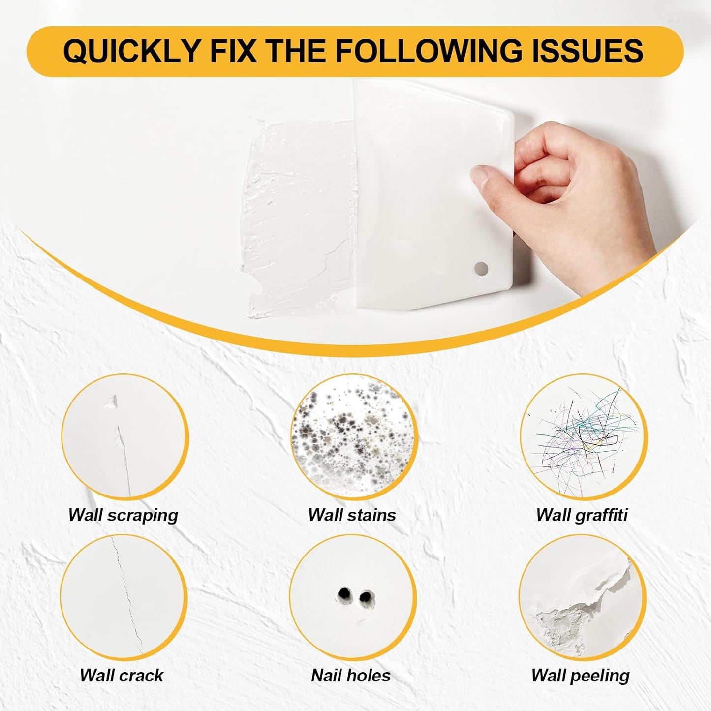 Drywall Repair Kit 12.2 Oz Wall Patch Repair Kit Wall Mending Agent | Spackle Wall Repair with Wall Patches/Sanding Sponge/Putty Knife/Scrapers/Gloves, Wall Surface Hole Quick and Easy Solution